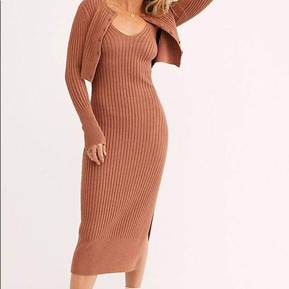 Dresses | Nwt Fp Ribbed Dress Cardi 